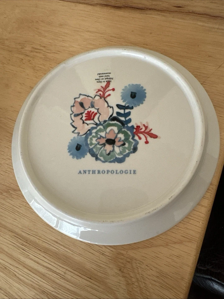 Керамическое куполообразное блюдо с сырным маслом Anthropologie с разноцветными цветами 7 дюймов круглое - Изображение 4 из 4