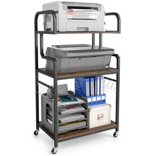 3-Tier Rolling Printer Stand Home Office Large Printer Cart with Storage Shelves