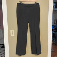 Talbots Womens Pleated Rayon Blend Dark Grey Dress Pants Petite 12 12P P12