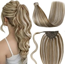 LaaVoo Ponytail Extension Human Hair Light Blonde 12 Inch 75g
