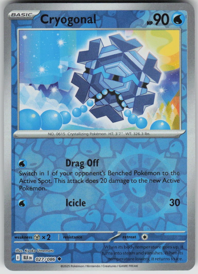 Pokemon Cryogonal Uncommon SV: Black Bolt 027/086 NM
