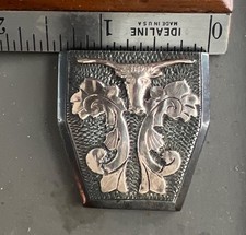 Antique Belt Buckle part MEXICO Sterling Silver With white Gold 32grams