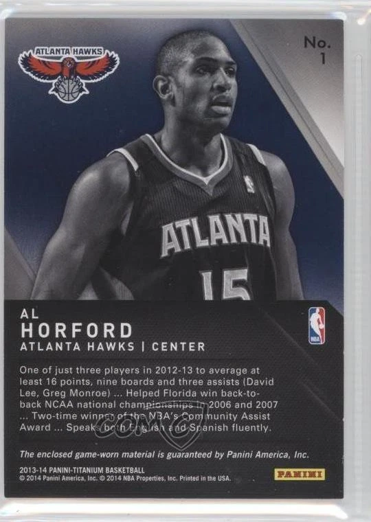 2013-14 Panini Titanium Titanic Threads Jumbo /299 Al Horford #1 - Image 2 of 2