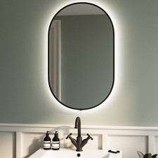 Oval Black Backlit Bathroom Mirror with Battery Operated Lights 500 x  VENMB800B
