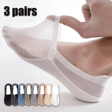 Men’s 3 Pairs Invisible Low Cut Socks Breathable Non-Slip Summer Mesh Thin UK