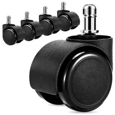 5 Pcs 2 Inch Heavy Duty Office Chair Casters Rubber Rotating Desk Chair Wheels