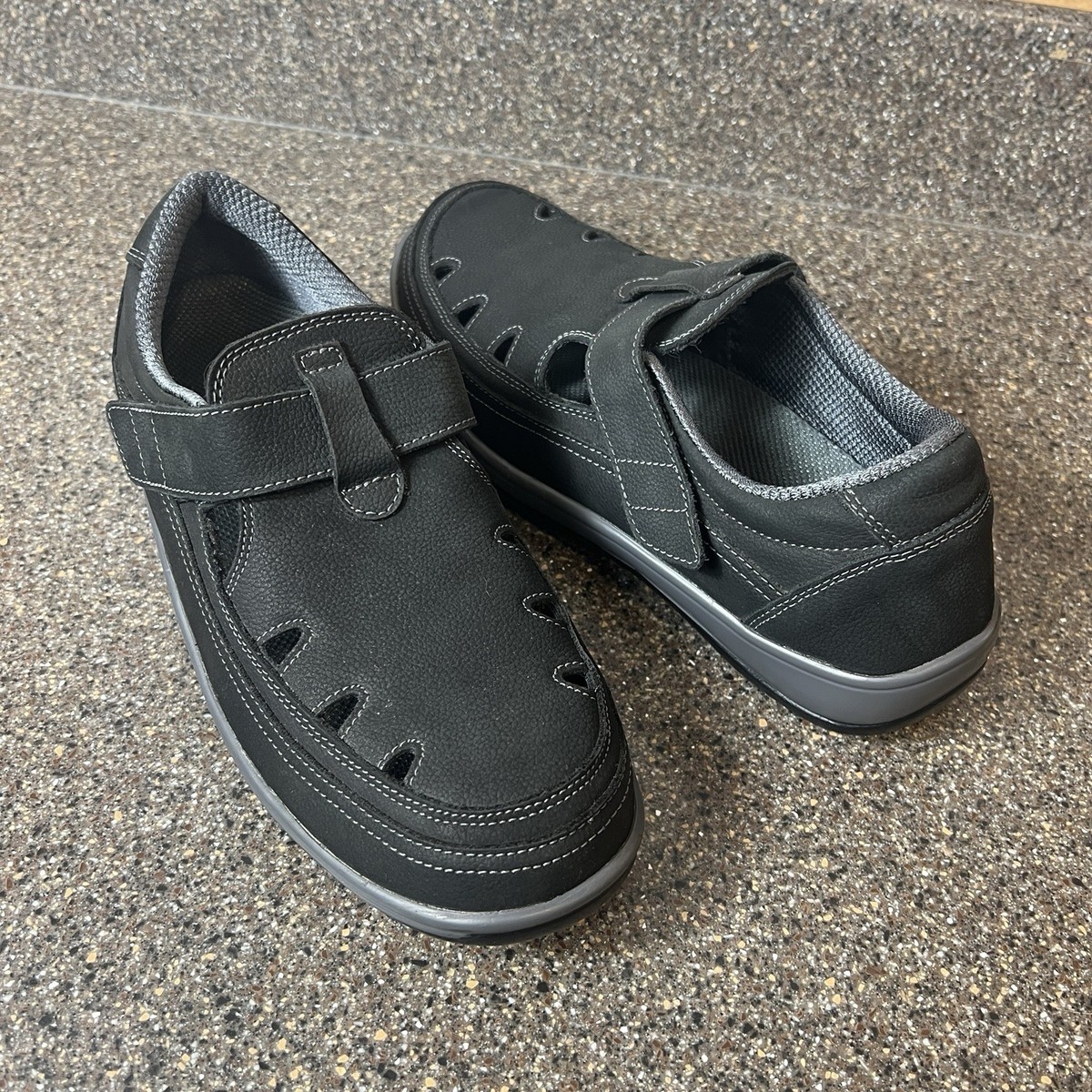 Orthofeet 891 Black Leather Shoes Womens Size Wide Comfort