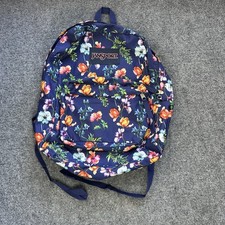 Jansport Superbreak Backpack Flowers Bloom - AOP Blue - School Book Bag Travel