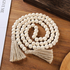 Decorative Wooden Beads - 58'' Wood Tassel Garland, Boho Table Decor, Handcrafte