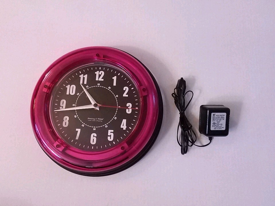 Sterling and Noble 11" Vibrant Pink Neon Analog Wall Clock R