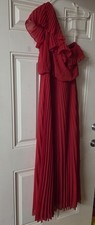 Xscape Vibrant Red Floor Length One Shoulder Dress, 6