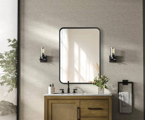 Elegant Decor Contour Metal Rectangle Mirror 22X30" Black - Picture 2 of 11