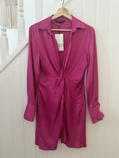 ZARA Pink Satin Twist Front Mini Dress | Size Small | New with Tag