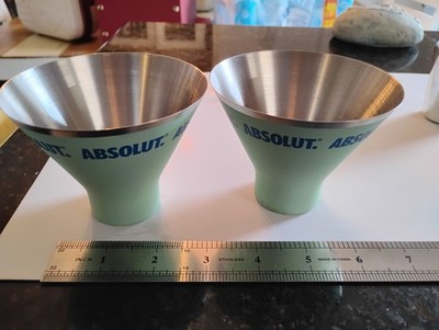 Absolute Vodka Vtg. Martini Glass Green Stainless