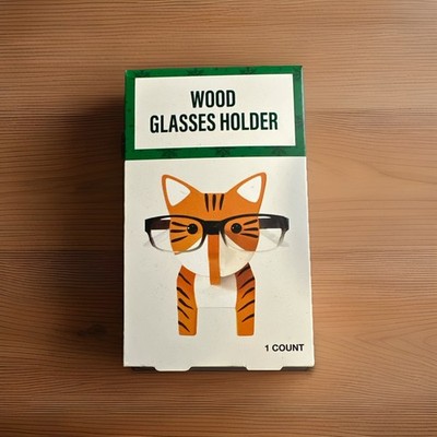 Wood Glasses Holder Stand Cat/Tiger Brand New Gift