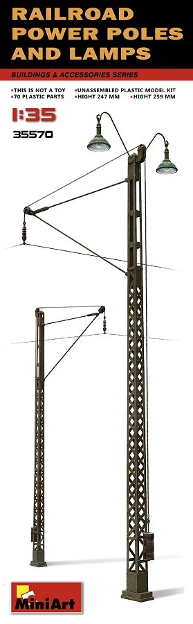 Miniart 35570 - 1/35 Railroad Power Poles And Lamps - New