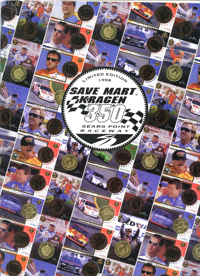 1998 PINNACLE 18 CARD & COIN ~ NASCAR With Official Save Mart Folder Sears Point - Image 3 of 4