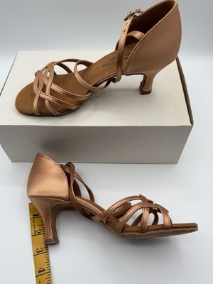 Flesh 2.5  Quality Latin Rhythm Salsa Sole Dancer USA Dance Shoes Sz 7 Satin