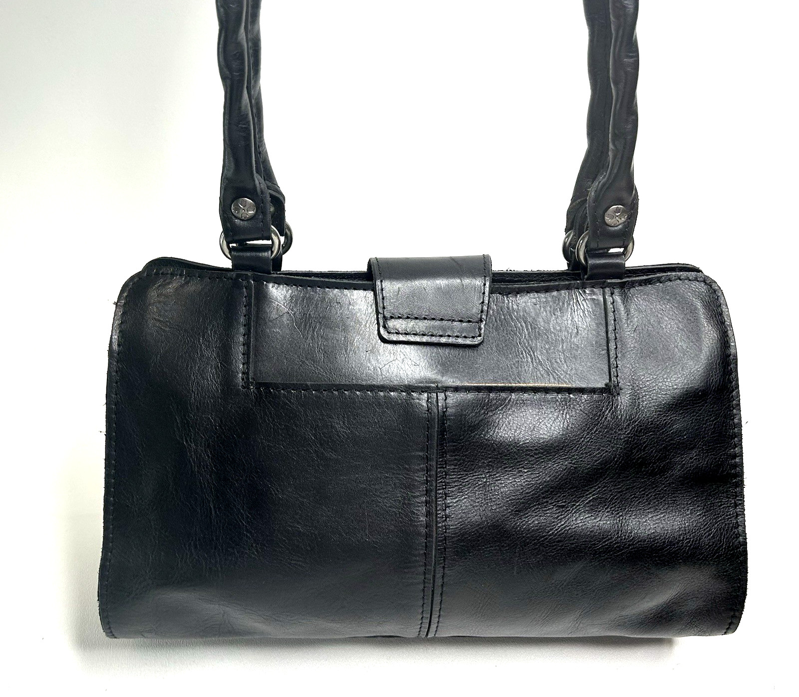 PATRICIA NASH ‘Rienzo’ Leather Handbag Shoulder Bag Satchel BLACK Contemporary