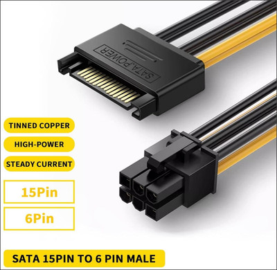 15 Pin SATA Strom auf 6 Pin PCI-e PCIE Adapterkabel 20 CM UK Lager