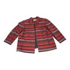 VTG Alfred Dunner 20W Red Black Southwestern Weave Geometric Tapestry Blazer