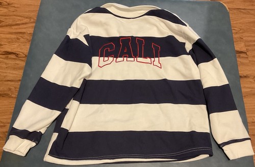 Better Together Women’s M Blue & White Striped 1919 CALI Fleece Lined Sweatshirt - Picture 4 of 6