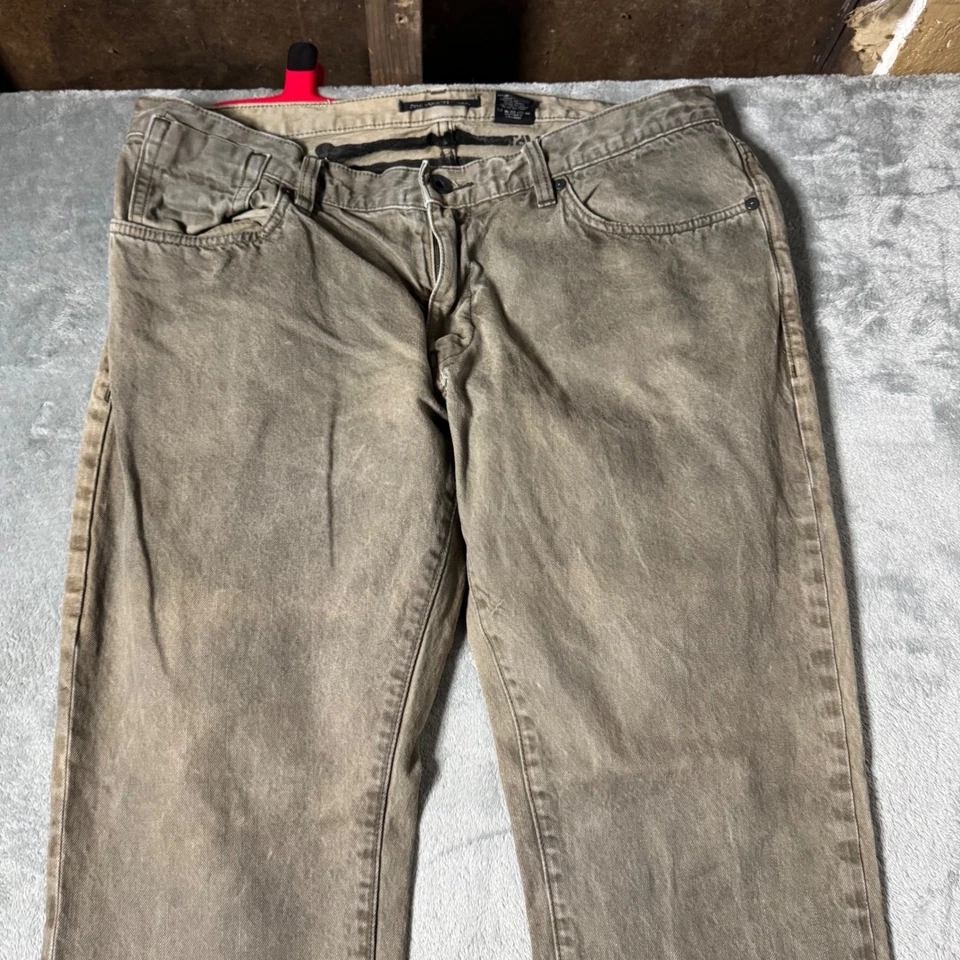 Pantalones Bowery John Varvatos EE. UU. 36RG Relajado Pierna Recta Denim Marrón Lavado Foto 3 de 4