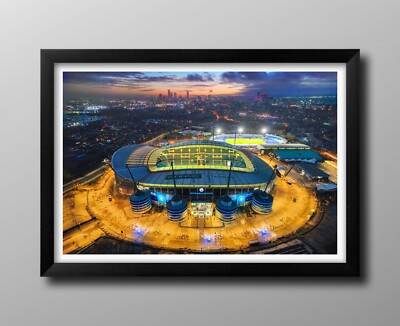 Manchester City gerahmter Druck, Etihad Stadium. Die Bürger. Man City Geschenke.