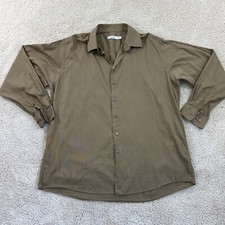Calvin Cline Mens Dress Shirt 18 1/2 37/38 Tall Long Sleeve Brown Textured