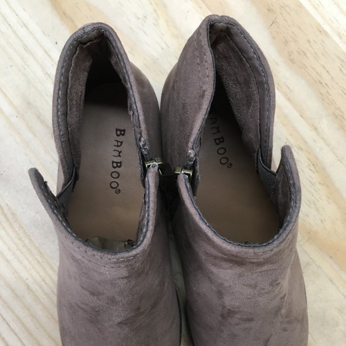 Bamboo Boots Womens 6 Side Zip Ankle Booties Brown Fabric Heels Casual Comfort - Picture 13 of 15