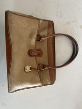 Dooney  Bourke All Weather Leather Satchel Taupe Tan 80's Vintage