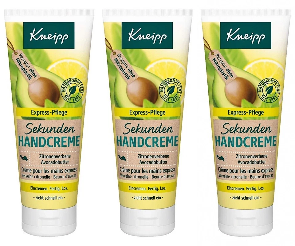 ✅ Kneipp Sekunden Handcreme Zitronenverbene Avocadobutter Zitrone 3x 75ml ✅