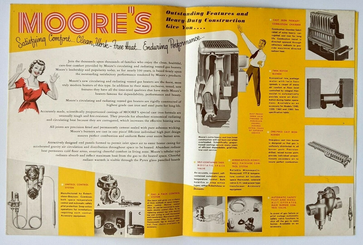 1950s Mooreu0026#039;s Vented Gas Heaters Sales Ad Brochure Chicago IL Vintage  Appliance | eBay