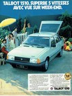 Publicité Advertising 220 1981   Talbot 1510 GLS 6.4l Volant d'or  5v  week- end