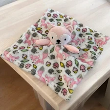 Cribmates Pink Fox Lovey Security Blanket Lovie Plush Toy 12 x 11 inches-
