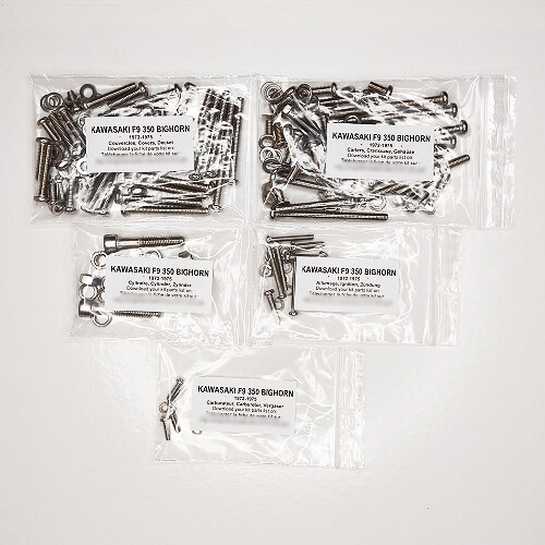 Kit vis Phillips inox moteur F9A F9B F9C pour rénover la Kawasaki 350