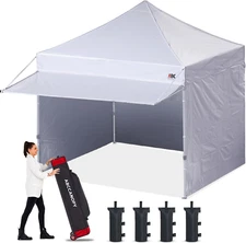Pop up Canopy Tent with Awning and Sidewalls 10X10 Market -Series, White