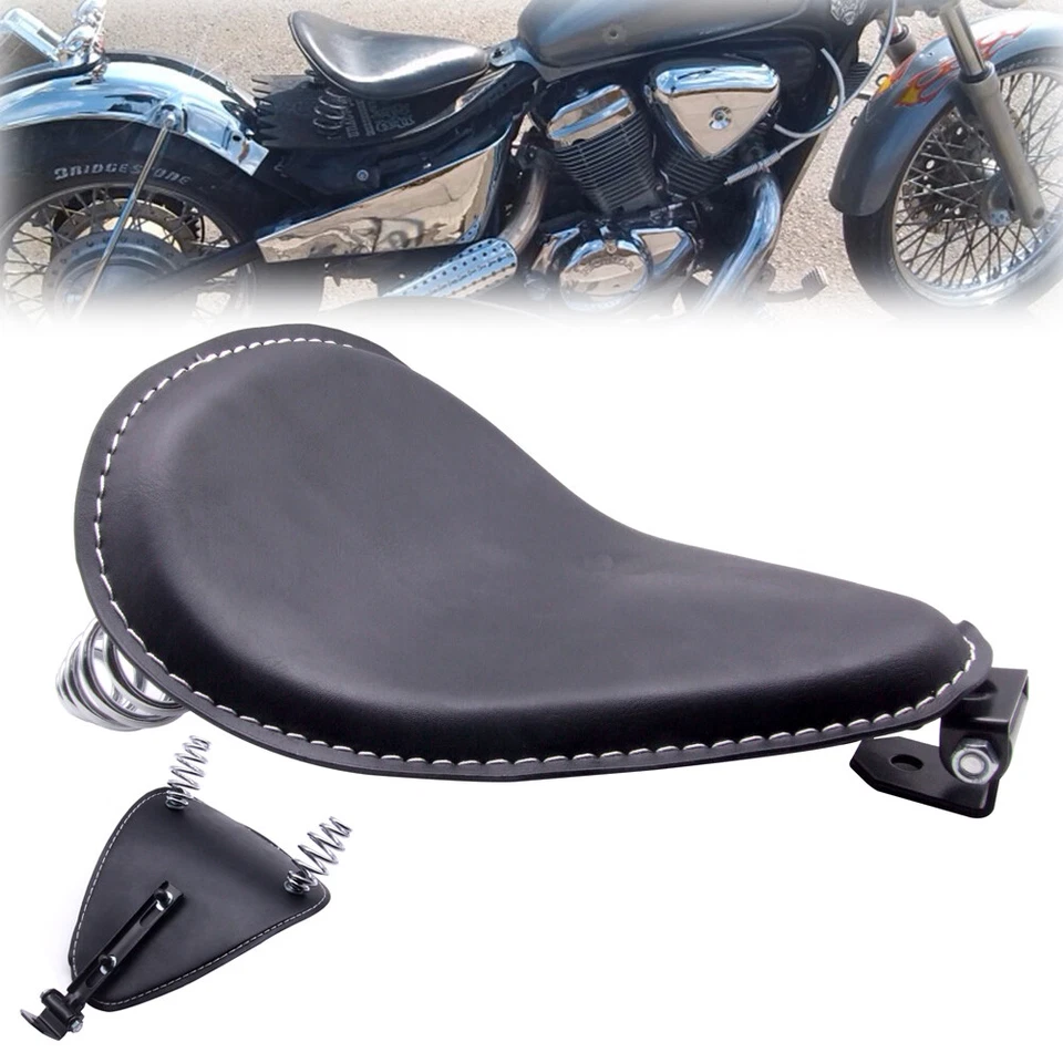 Asiento individual de resorte negro para motocicleta Harley Sportster XL883 1200 Bobber Chopper Foto 3 de 4