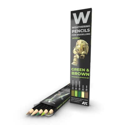 AK INTERACTIVE 10040 Weathering Pencils SET - GREEN & BROWN: Shading & e