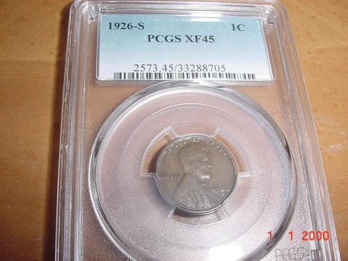 1926S Lincoln Cent  PCGS XF45 Very scarce this grade.
