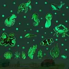 Alnicov 52 PCS Glow Undersea Creatures Wall Sticker，3D Wall Stickersʌ