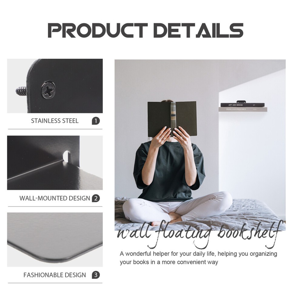 Metal Floating Bookshelf Floating Book Book Holder eBay