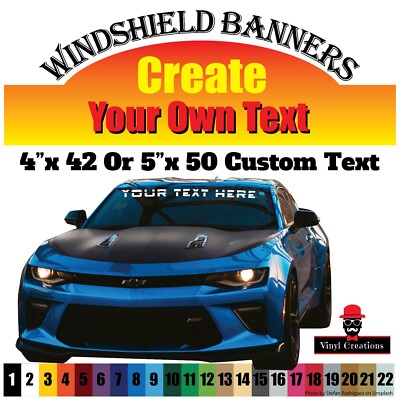 4'' 5'' Custom Decal Vinyl Text -Lettering Custom windshield Banner Car truck