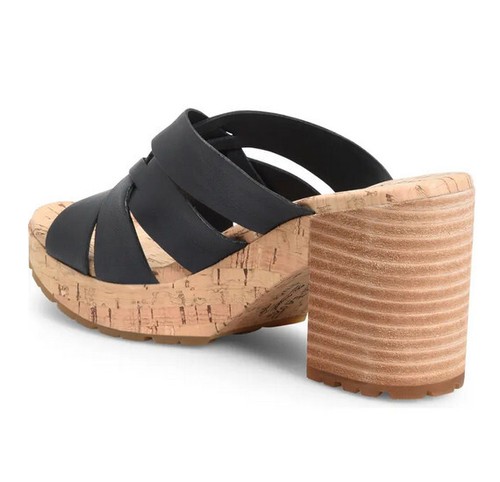 NIB Kork-Ease Women Charis Leather Slide Platform Heel Sandal US 10/EUR 42 Black - Picture 2 of 18