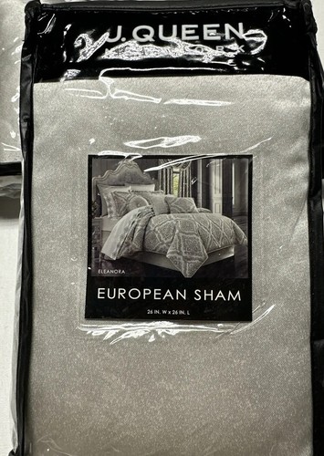 J. Queen Euro Pillow Sham Case Eleanora Silver 26” X 26” Set Of 2 New - Picture 2 of 9