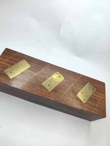 Dominoes Game Marshall Collegiate Wood Dominoes In Wood Storage Box - Picture 2 of 5
