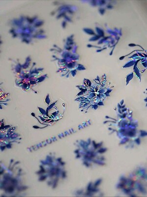 1 Blatt Blumenmuster Nail Art Sticker für Acryl Nagel Nagel Dekorationen für...