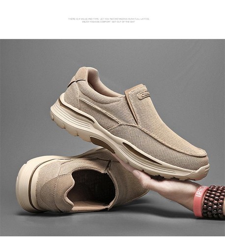 Men Canvas Shoes Fashion Men's Casual Shoes Light Non-slip Loafer Washed Denim - Picture 9 of 15
