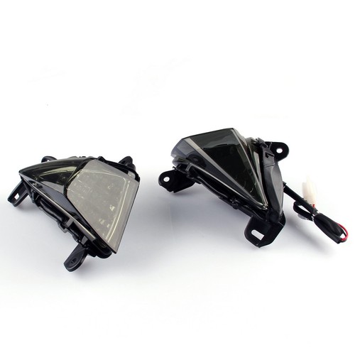 Front LED Turn Signals Blinker For Kawasaki ZX 6R 14R Ninja 650F Concours Smoke - Picture 6 of 10