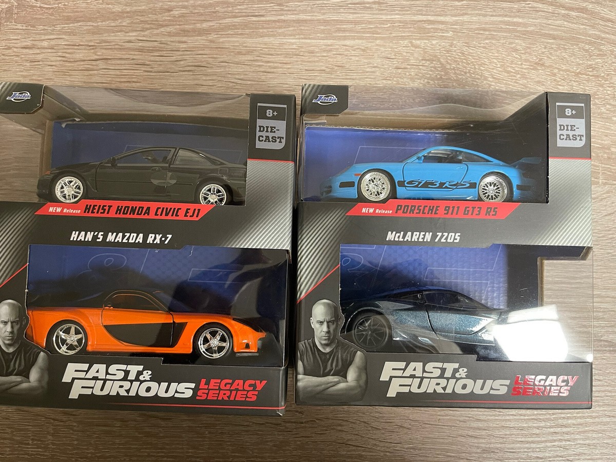 Jada Fast & Furious New 2-Pack Civic, RX-7, & Mclaren, Porsche Lot